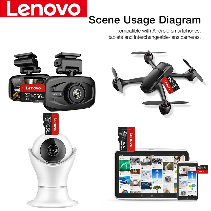 Lenovo Micro SD Memory Card 64GB 128GB 256GB MicroSD A1 U3 TF Flash memory card For Xiaomi Phone Camera