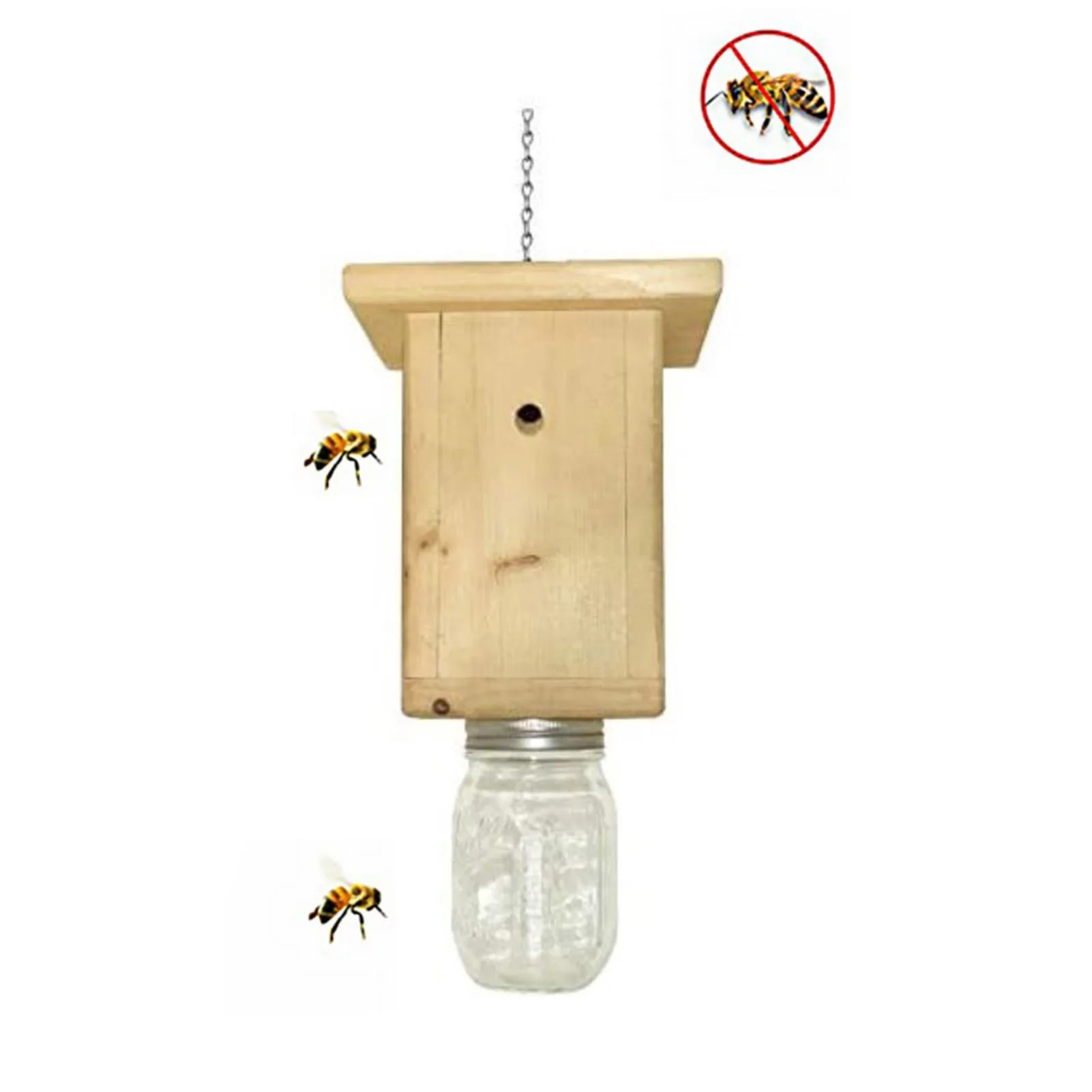 Wooden Bee Trap Durable Outdoor Hanging Bees Box Catcher Beekeeping