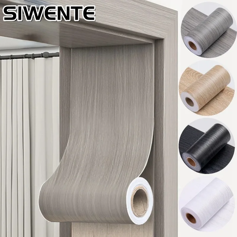 Self-adhesive Wood Grain Door Frame Decorative Stickers Line Skirting Border Waistline Home Decoration Wall Stickers Renovation