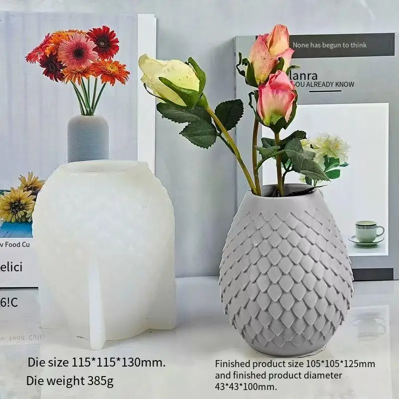 Long Scale Vase Silicone Mold DIY Epoxy Resin Decorative Crafts Cement Gypsum Pen Storage Mold