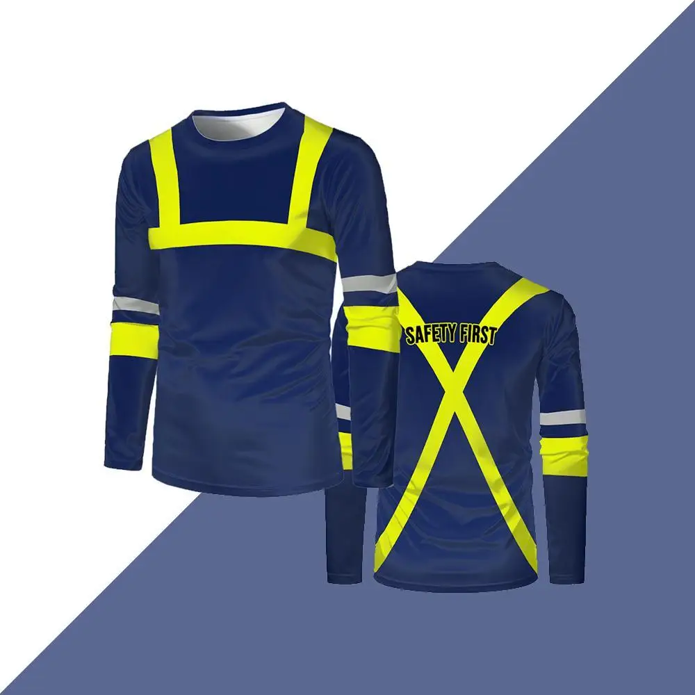 Herbst Neue Hohe Qualität männer Sicherheit Arbeit Kleidung Schnell Trocknend Atmungsaktive Arbeit Tops Schweiß Wicking Komfort Übergroßen T Shirt