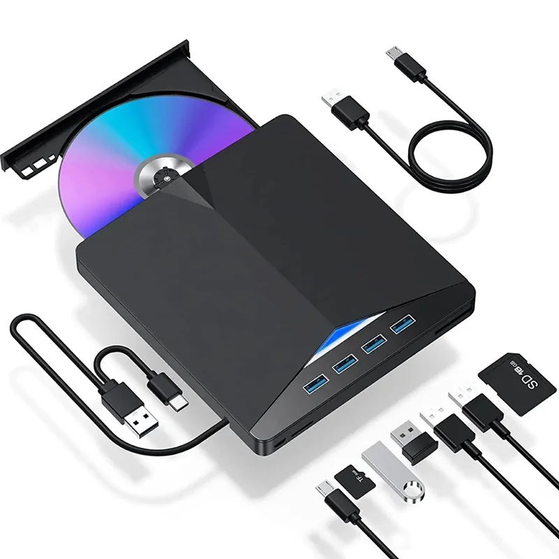USB 3.0 C타입 외장 DVD RW CD 드라이브, 버너 리더 플레이어, 광학 드라이브, PC 노트북 데스크탑 IMac용, 7-in-1