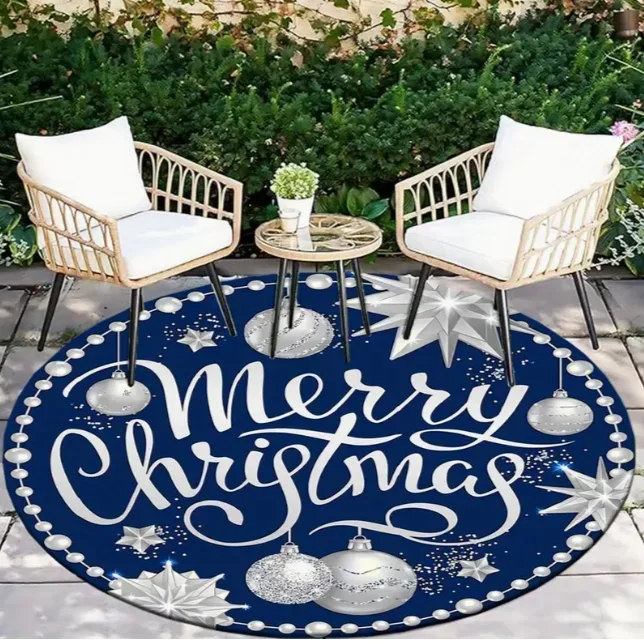 Large Christmas Tree Decoration Mat - Washable Anti-Slip Circular Carpet for New Year Atmosphere