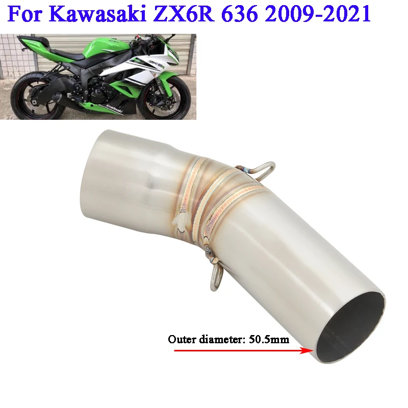 

For Kawasaki ZX-6R ZX6R 636 2009 - 2021 Motorcycle Exhaust Escape Stainless Steel Mid Link Pipe Connection 51mm Moto Muffler