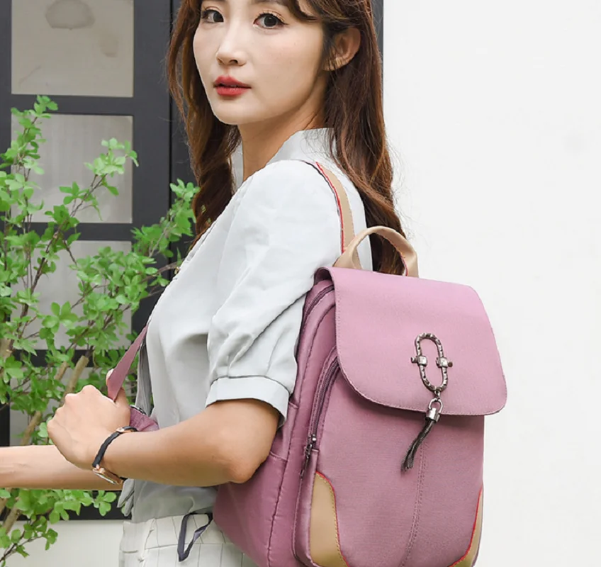 New Women Fashion Tassels Waterproof Oxford Backpack Large Capacity Shoulder Bags Student School Bag Ladies Travel Bagpack