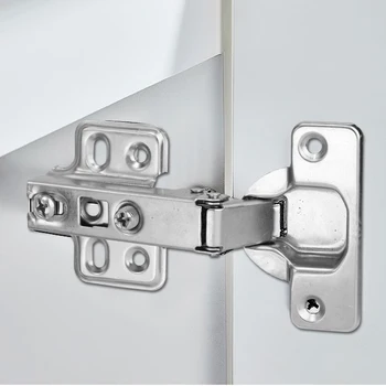 1/10pcs สแตนเลสสตีลบานพับประตูตู้บัฟเฟอร์ห้องครัวตู้เสื้อผ้าประตูปกปิดบานพับสกรูเฟอร์นิเจอร์ฮาร์ดแวร์เครื่องมือ 2