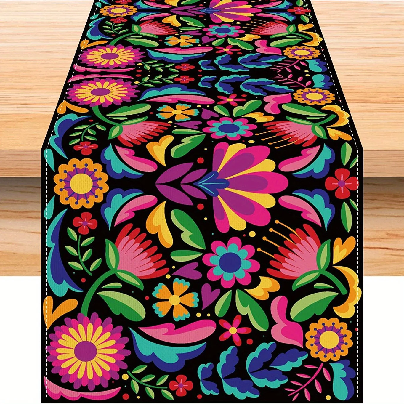 Table Runner Linen Mexican Table Runner For Dia De Los Muertos Cinco De Mayo Party Decoration