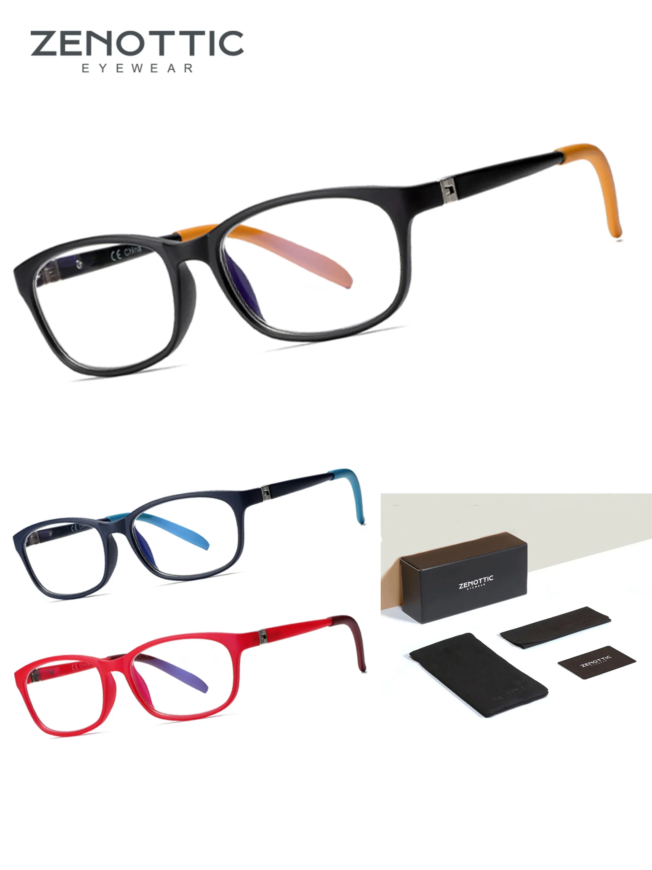 ZENOTTIC Kids Blue Light Blocking Glasses TR Computer Eyewear with Rope Anti-Blurry Eyestrain Cut Uv400 Anti-Glare Lens Children