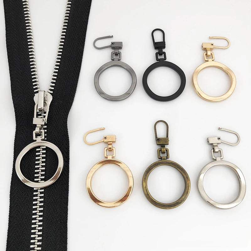 5/10pcs Zipper Puller Head Detachable O Ring Spring Buckle Zip Handle