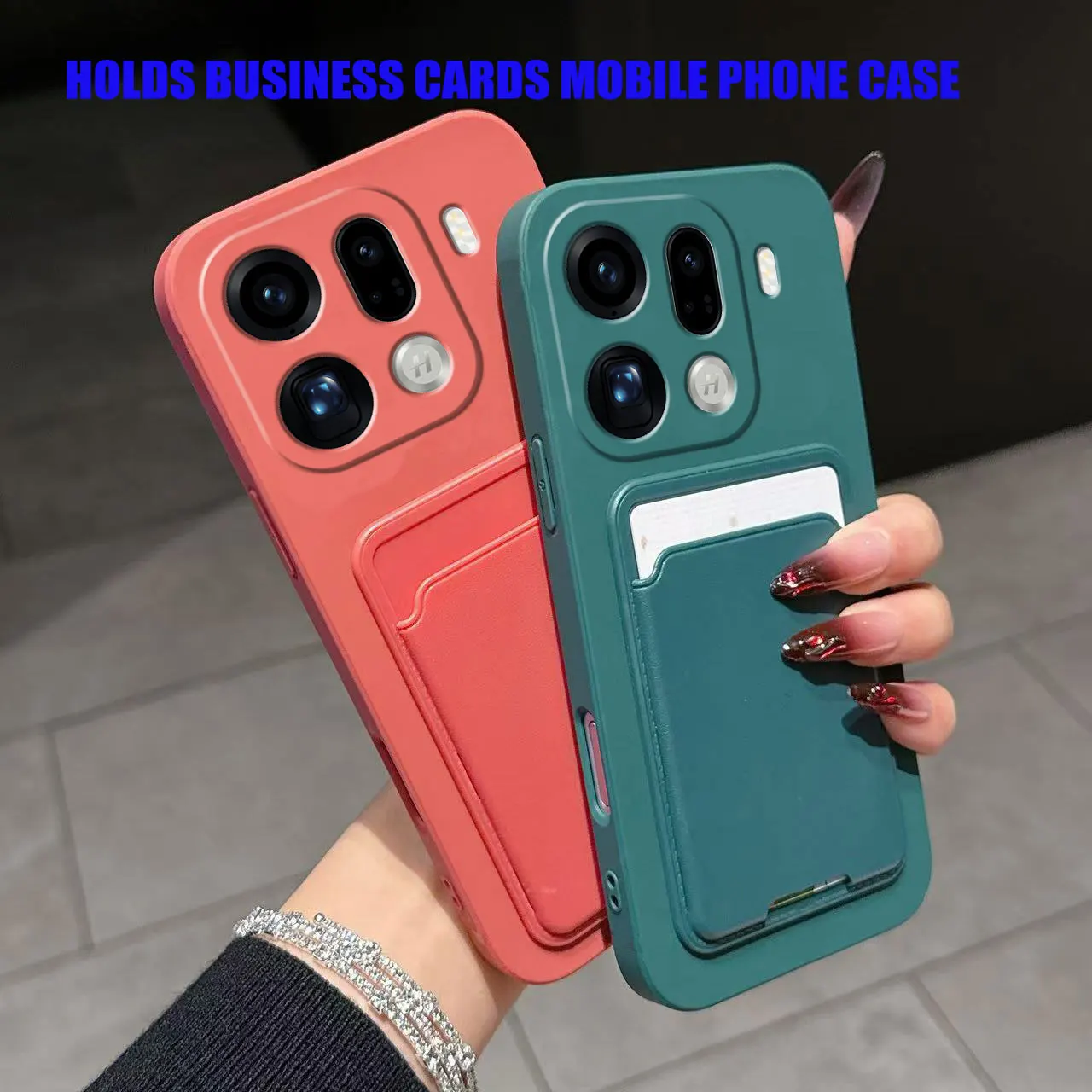 Liquid Silicone Card Holder Phone Case with Shockproof Back Pocket Wallet
