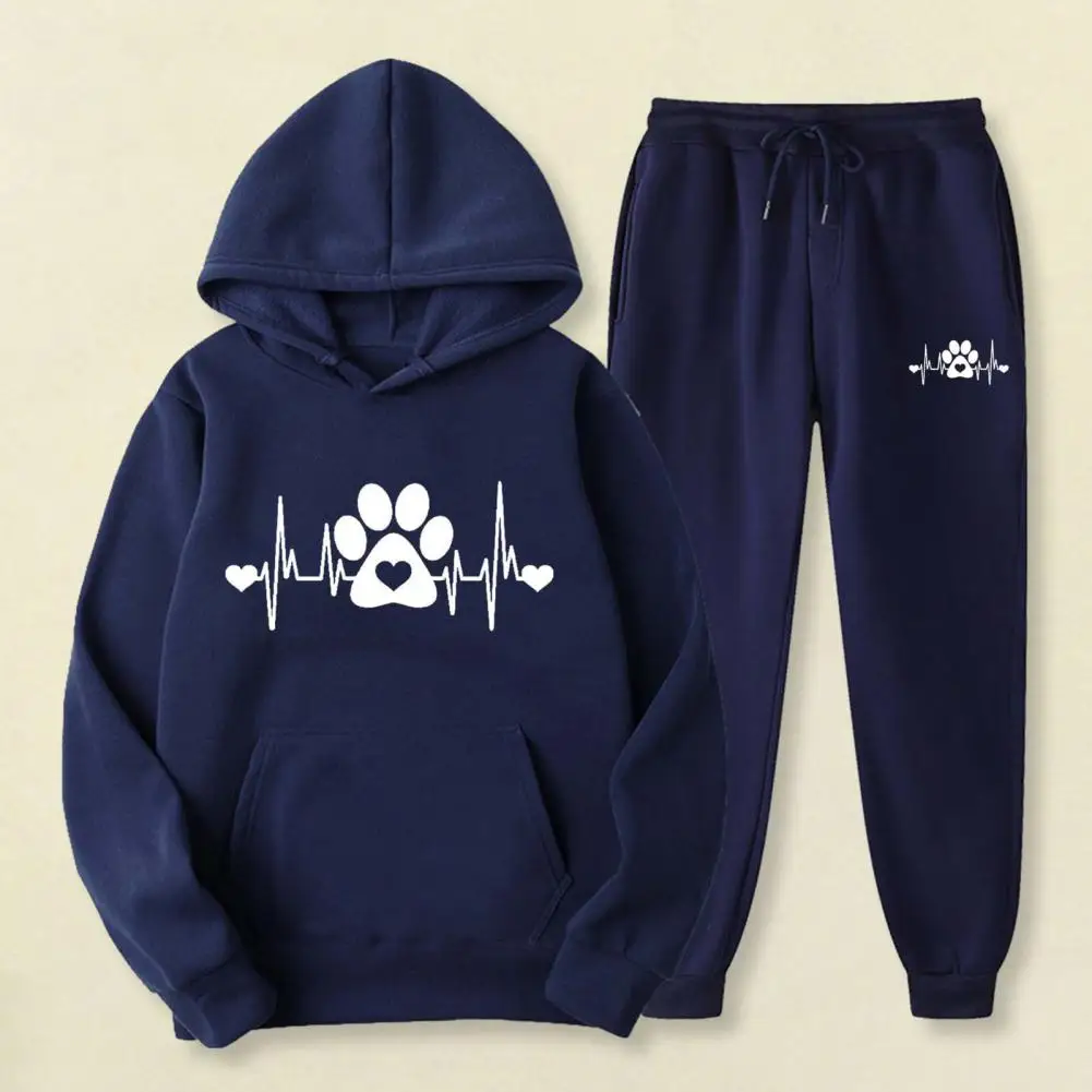 

Unsiex Sports Suit Stylish Unisex Hoodie Pants Set Printed Loose Fit Elastic Waist Fall/winter Tracksuit for Women Men Fitness