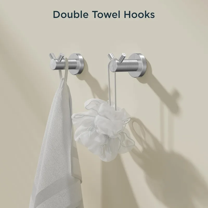 8 Pieces Bathroom Hardware Set, Brushed Nickel Bathroom Accessories Set, SUS304 Thicken Stainless Steel 24 Inch Towel Bar Set