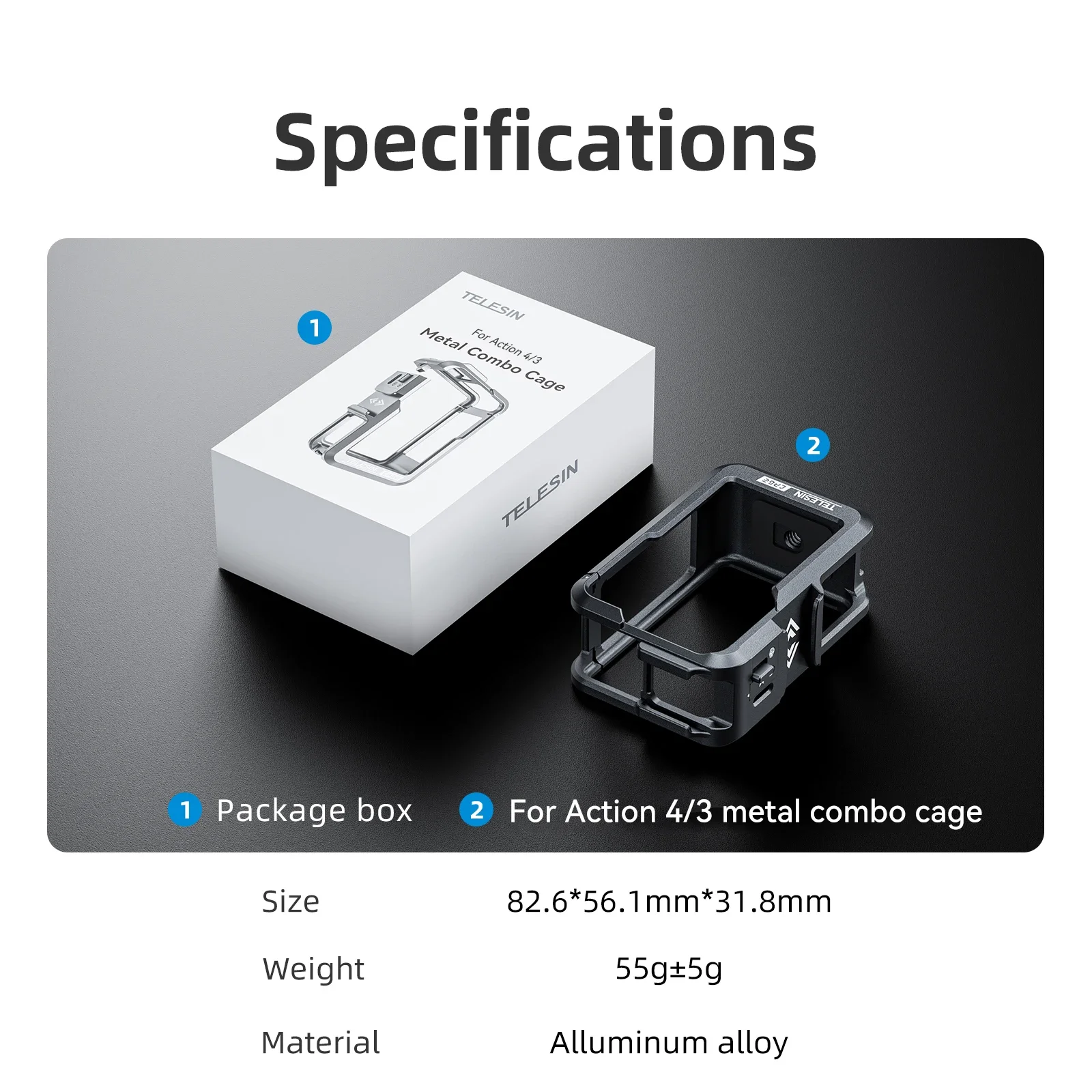 Aluminum Frame Protective Case for DJI Action 3/4 - Vertical Shooting & Shockpro