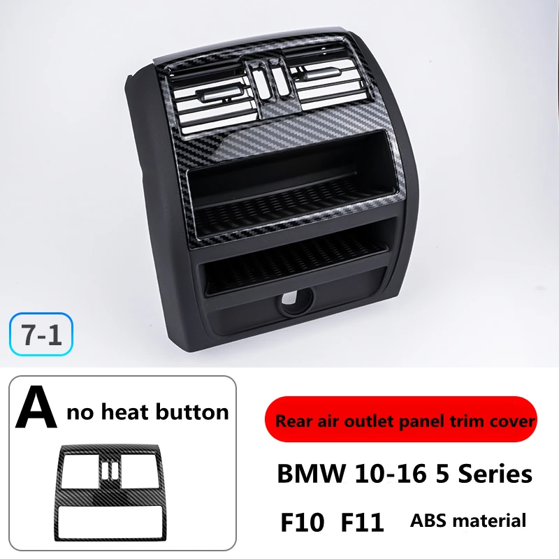 Quadro de Ar Condicionado do Banco Traseiro, Padrão de Fibra de Carbono, Modificação Interior, BMW 10-16, Série 5, F10, F11