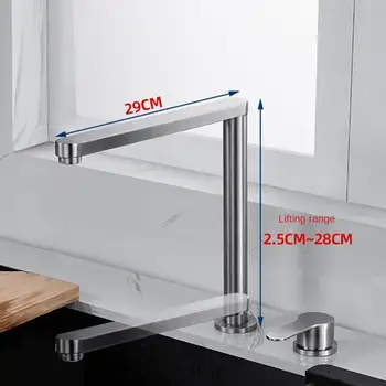 ซ่อนยกพับก๊อกน้ําห้องครัว 304 ก๊อกน้ําอ่างล้างจานสแตนเลสร้อนและเย็นผสมน้ําแยกอ่างล้างจาน TAP Dual หลุม 1