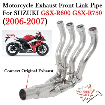 Slip-On For SUZUKI GSX-R600 GSX-R750 GSXR 600 750 2006 - 2007 K6 K7 Motorcycle Exhaust System Modify Escape Moto Front Link Pipe