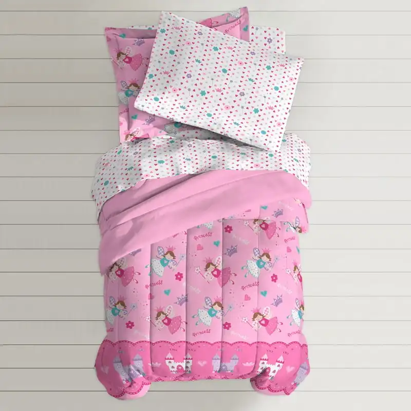 Twin 5 Piece Comforter Set, Polyester, Microfiber, Pink, Purple, White, Multi Twin bedding set kawaii Cotton bed sheet set Twin