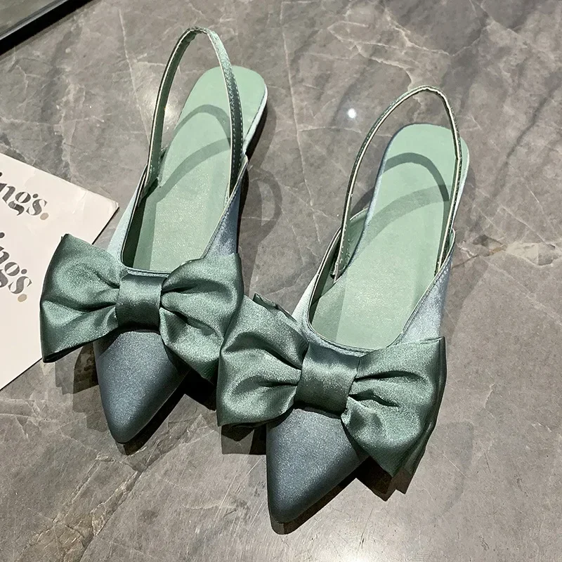 Sandalias Zara Satin Effect Bow Mujer Verde Claro De Sandalias De