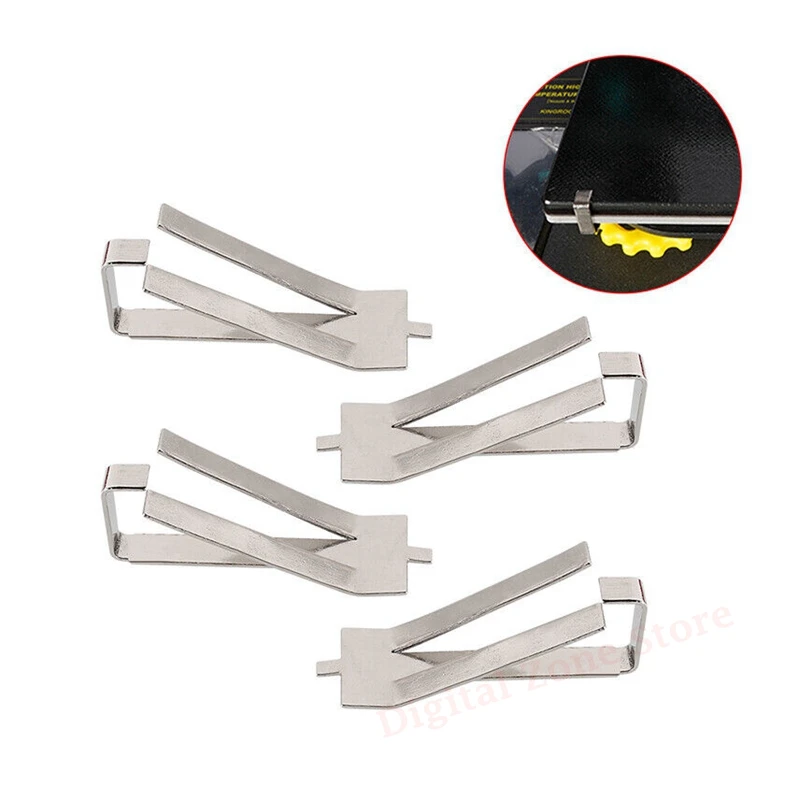 

4Pcs Spring Steel Glass Heated Bed Clip Clamp 3D Printer Build Platform Retainer for KP3 KP3s Ultimaker Hot Bed Accessories