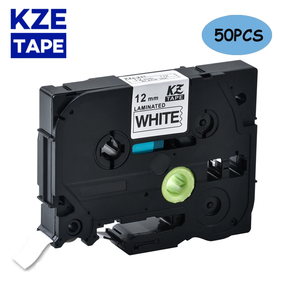 

KZE 50PCS 12mm Black on clear compatible TZE231 tze-231 tze231 Brother p-touch label tapes PT-H110 PT-D600 PT-1000 label maker