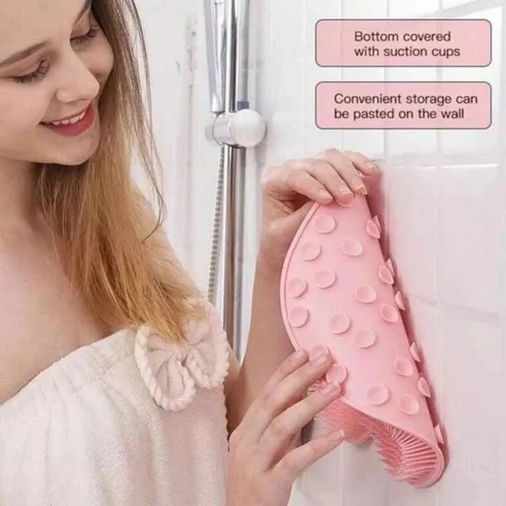 Exfoliating Shower Massage Scrubber Wall Non-slip Silicone Shower Mat with Sucker for Foot Wash Body Cleaning Bathing Tool