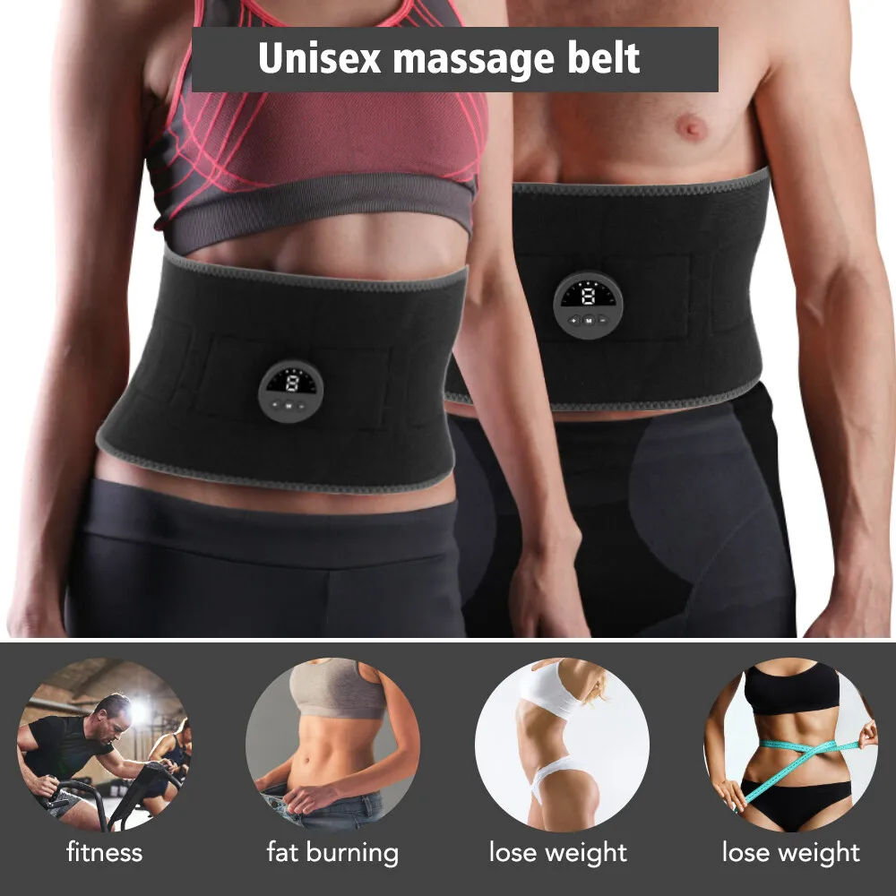 Belly massager EMS Abdominal Belt Electric Muscle Stimulation Portable Fitness Massager Waist Trainer Body Slimming Shaping 6