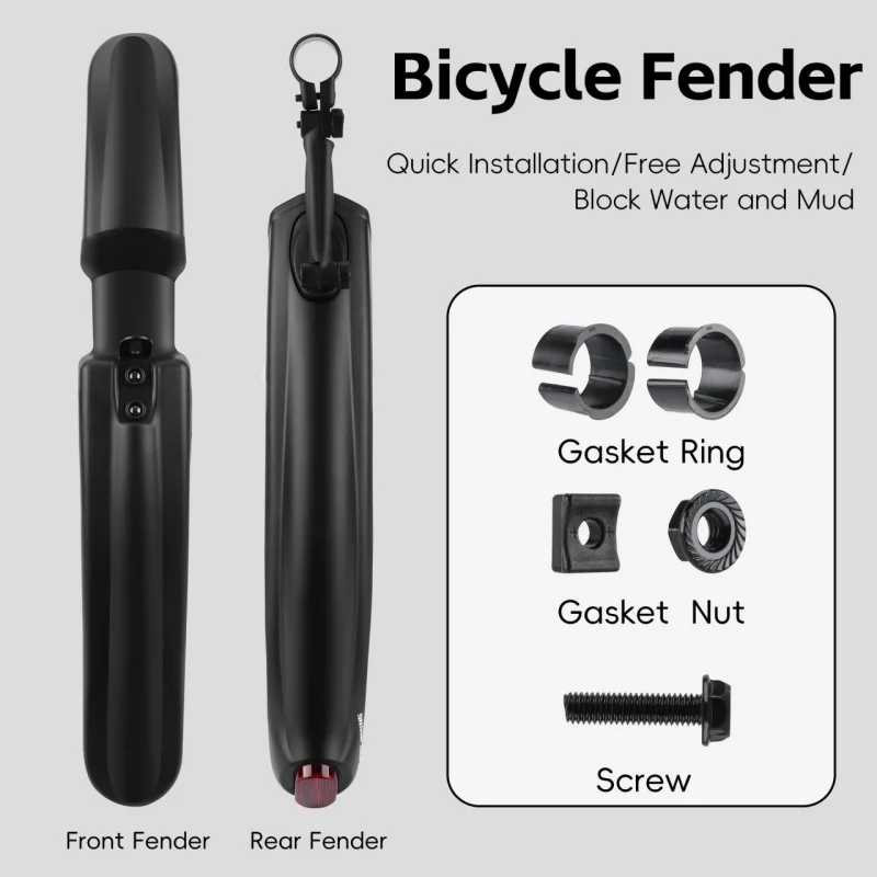 WEST BIKING 26/27.5in Bicycle Mudguard Wings Quick Disassembly Mtb Front Rear Mudguard Protect Against Splash Water Bike Parts bicycle fender
