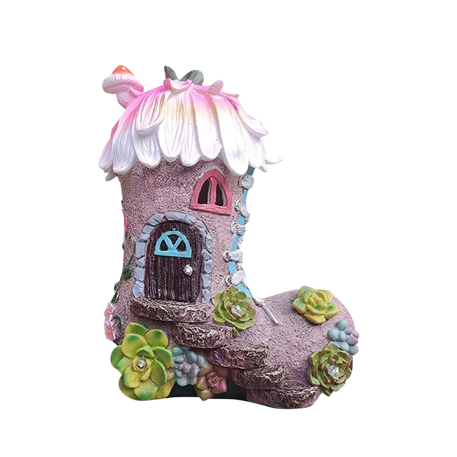 

Large Garden Statues Outdoor Painted Wooden Shapes Holiday Outdoor Light Garden Resin Fleshy Tree House Villa Garden Decorative