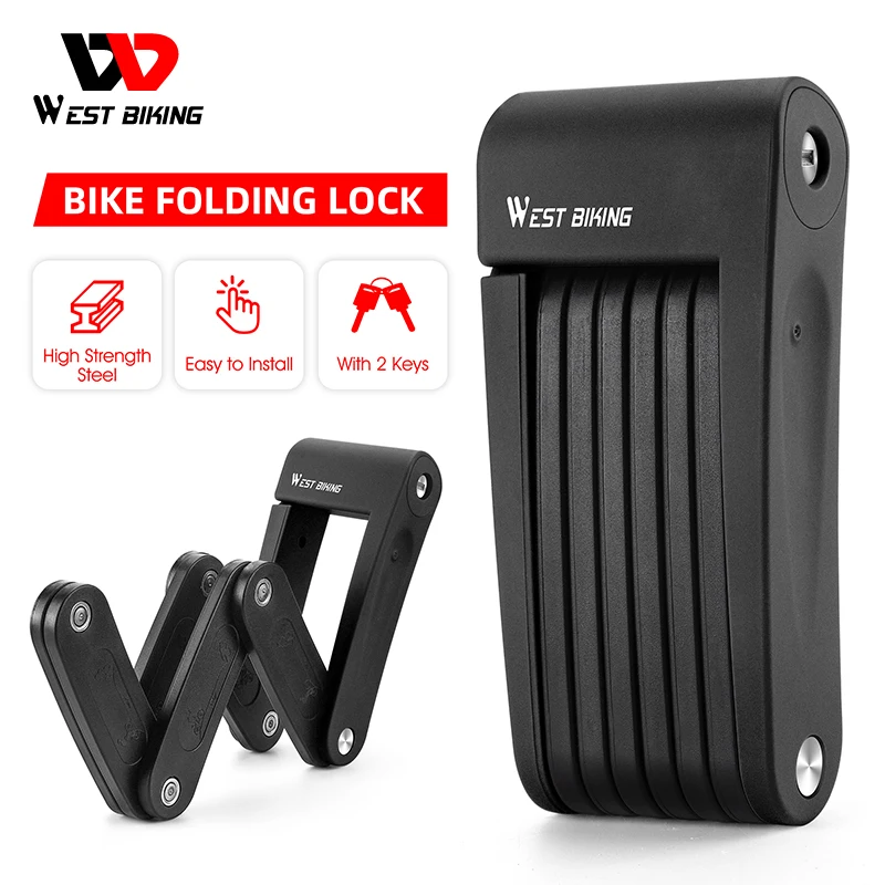 

WEST BIKING Mini Bicycle Lock Foldable Anti-theft Security Cycling Lock Portable MTB Road Bike Scooter Motorcycle E-Bike Lock