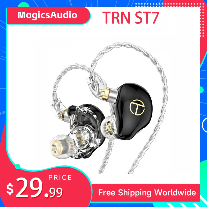 

TRN ST7 2DD+5BA HYBRID EARPHONES HIFI In-ear earphone 0.78mm pin interchangeable wire design