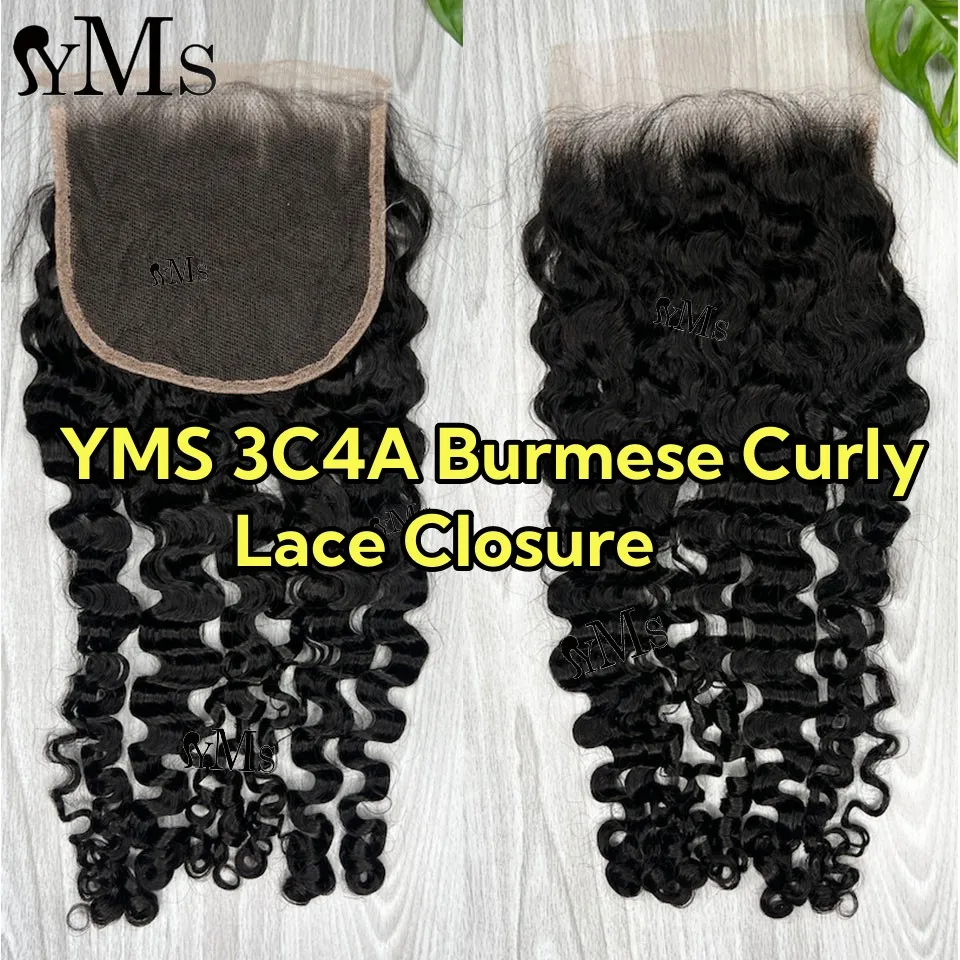 Burmese 3C4A Curly 5x5 4x4 HD Transparent Lace Closure YMS Burmese Curly Real HD Lace Closure Frontal Raw Vietnamese Hair