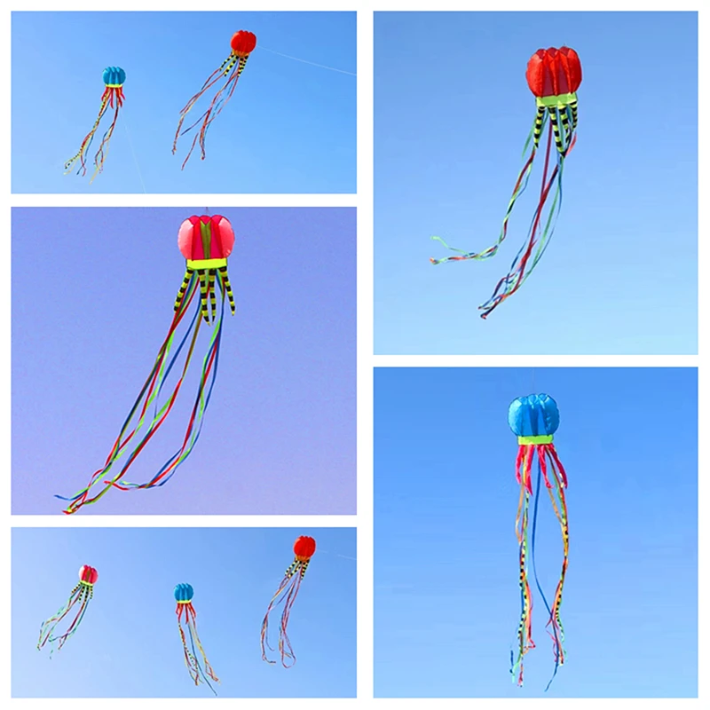 

free shipping 8m jellyfish kites flying toys for kids kites line outdoor sports beach kites reel wind dragon flying Eagle kite