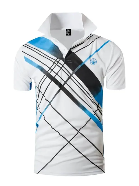 Men's sports polo shirt quick-drying lapel training short-sleeved couple style summer casual digital printed tennis T-shirt 1