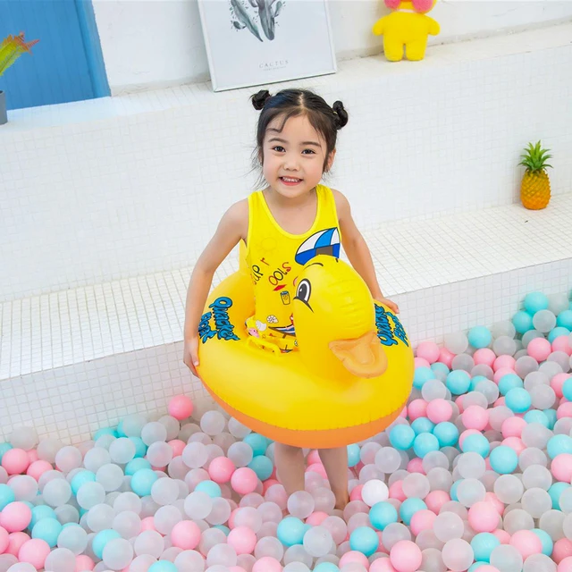 Duck Baby Toddlers Swimming Pool Rings Seat Cute Inflatable Infant Kids Safety Water Toys Float Swim Ring Circle with Handle 5