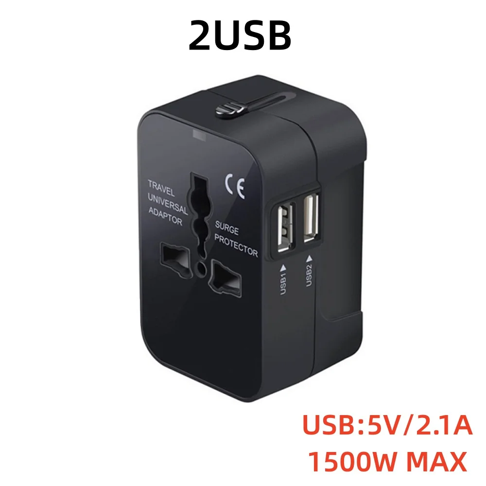 Adaptador de Viagem Universal com Portas USB Tipo C Duplas, Carregador de Parede Tudo-em-Um, Conversor de Energia AC do Reino Unido para a UE, EUA, Austrália