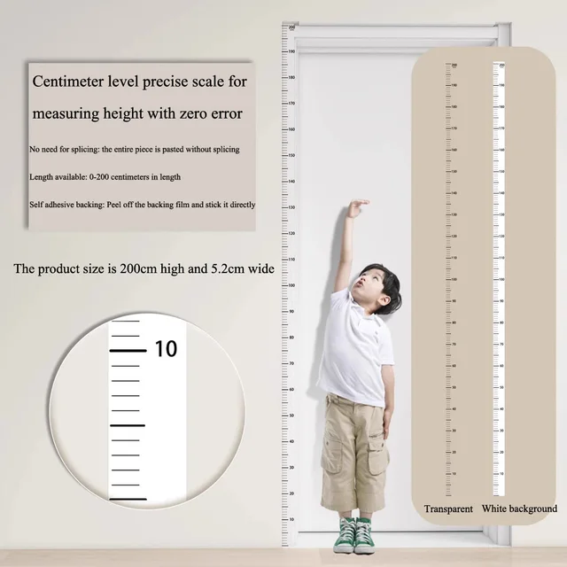 2-Meter Height Scale Wall Sticker – Transparent/White Removable Mural 2