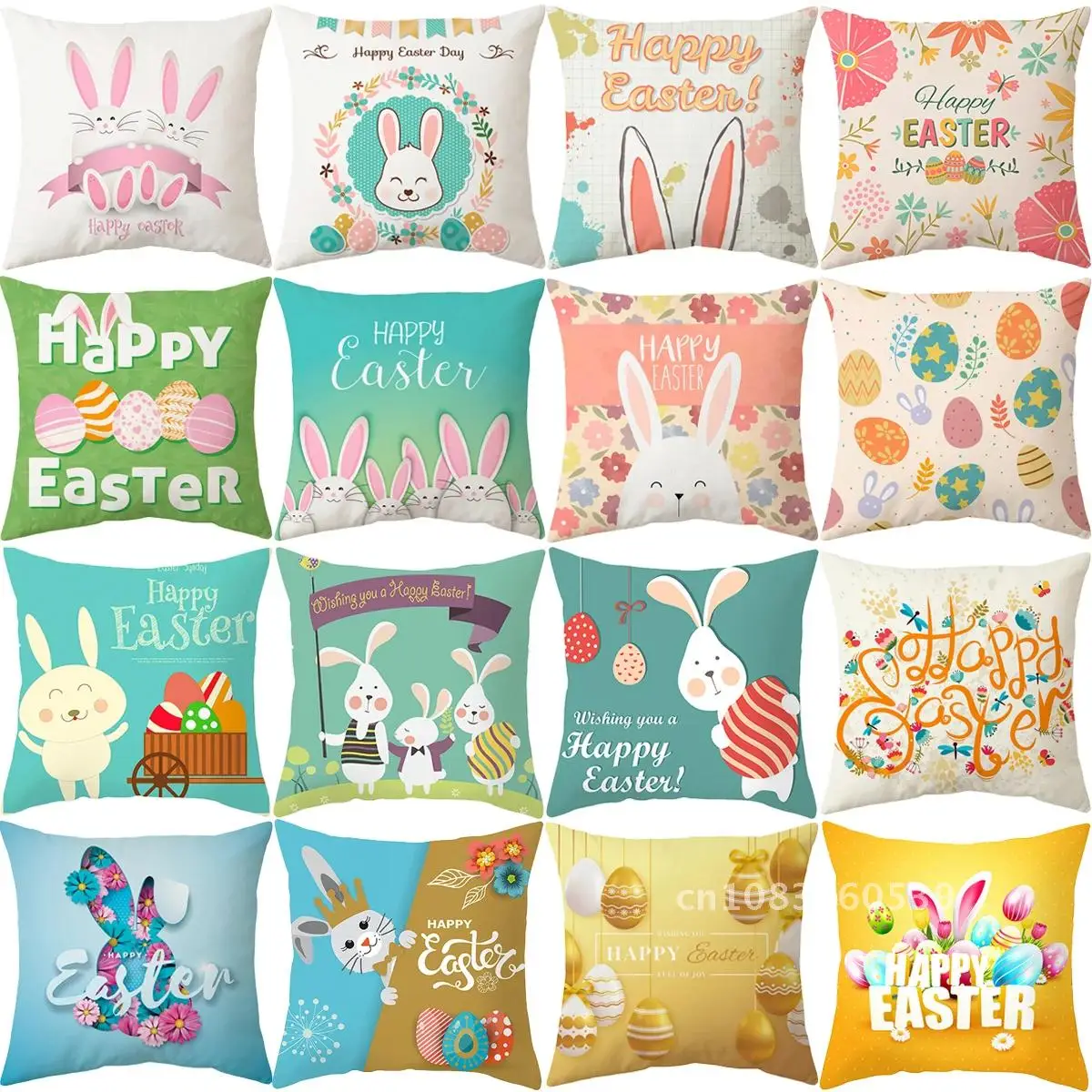 

Easter Party Decor 45*45cm Polyester Pillow Cover Sofa Rabbit Bunny Eggs Easter Decorations For Home Happy Easter Pillowcase