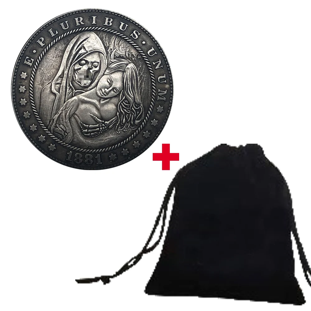 럭셔리 ``I Love You`` 1 달러 아트 커플 동전, 행운의 포켓 러브 코인, 미국 모건 달러 기념 동전, 선물  가방-Freehip.co.kr