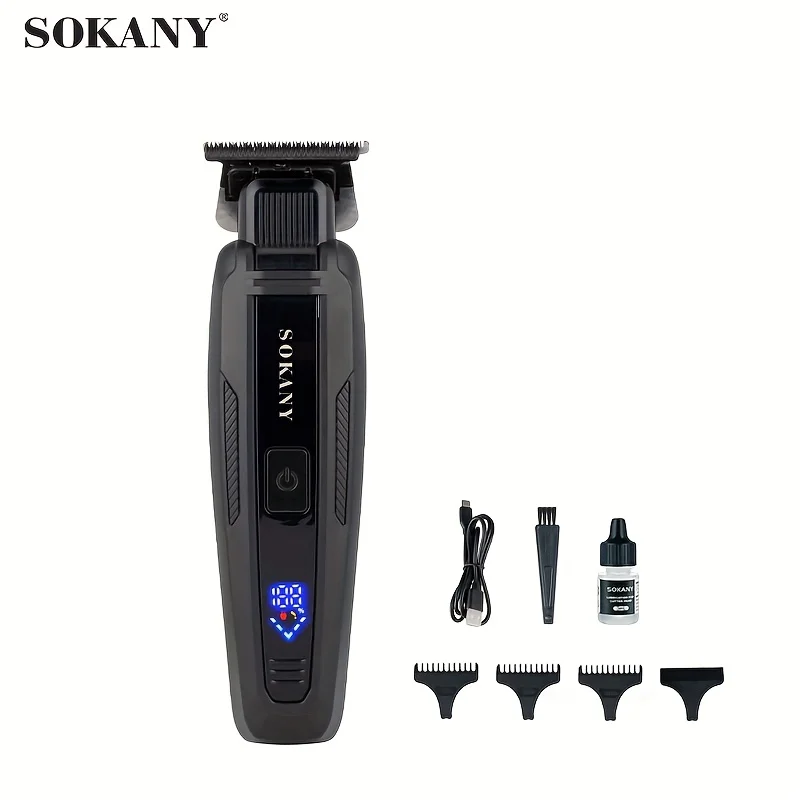 소카니 남성용 헤어 클리퍼, 수염 트리머, 브러시리스 모터, 1500mAh, LCD 디스플레이가 있는 전기 무선 면도기, 트리머, 면도기, 헤어 클리퍼, USB 충전식 제품 아버지의 날 선물(6가지 액세서리
