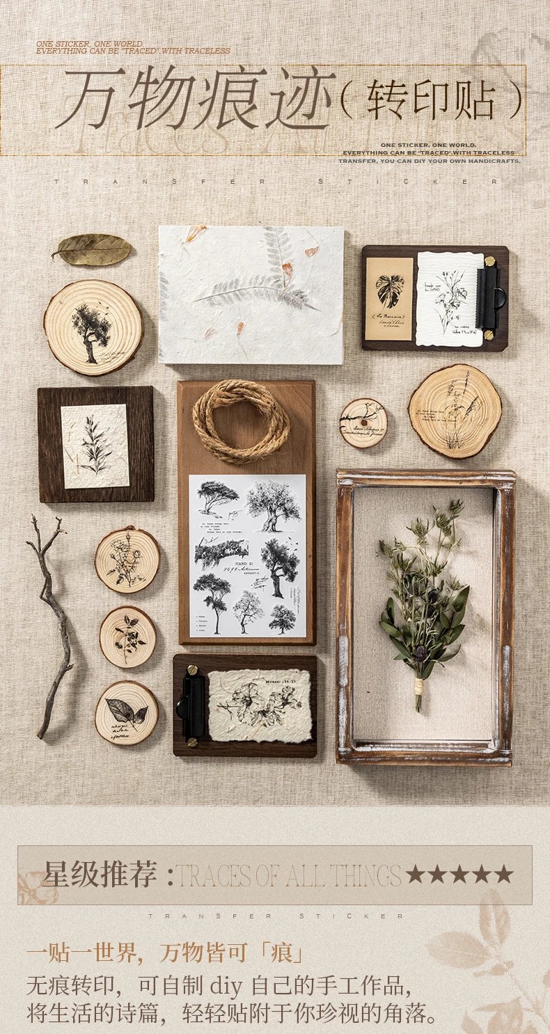 2 Stück Vintage-Aufkleber, Materialpaket, DIY-Etiketten, Nachrichtenboden, Retro-Pflanze, Handkonto, dekorative Scrapbooking-Aufkleber – Detail 1