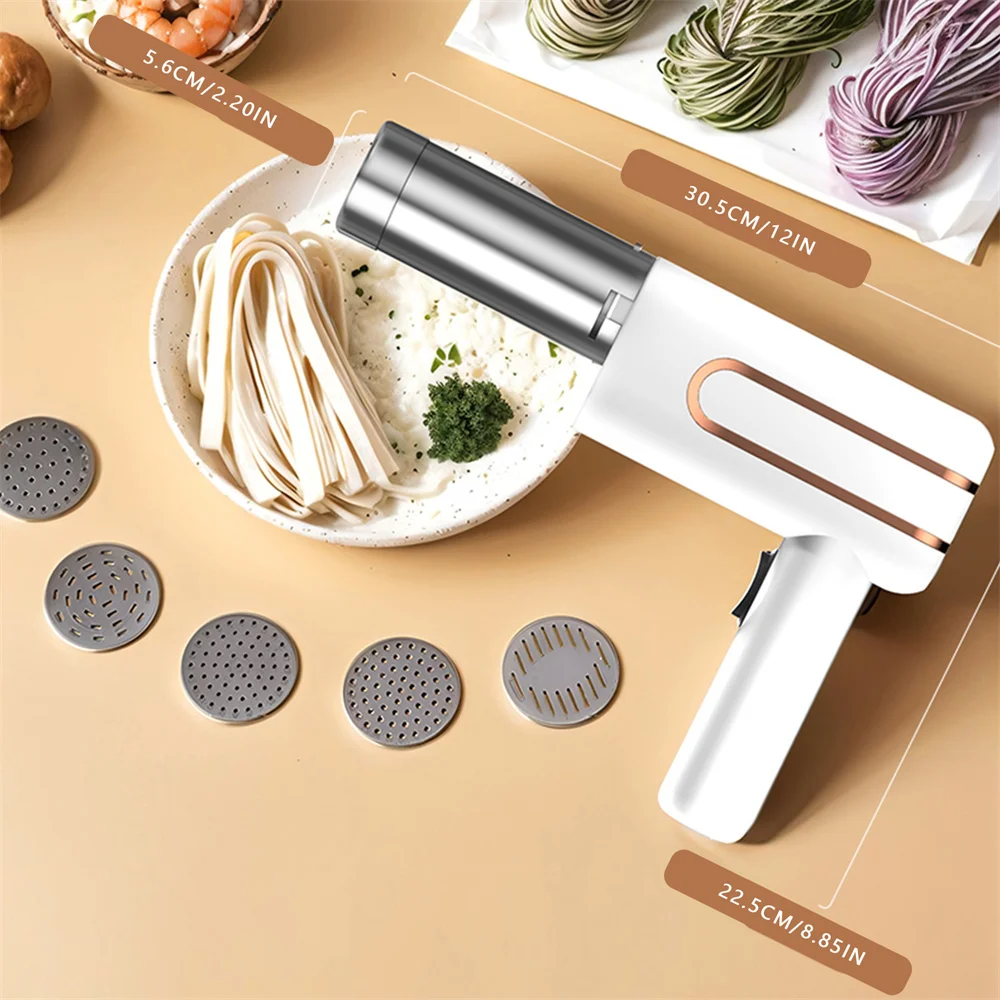 5-in-1 Electric Noodle Maker Portable Cordless Noodle Press Home Appliances Outdoor Kitchen Home Breakfast Smart Maker
