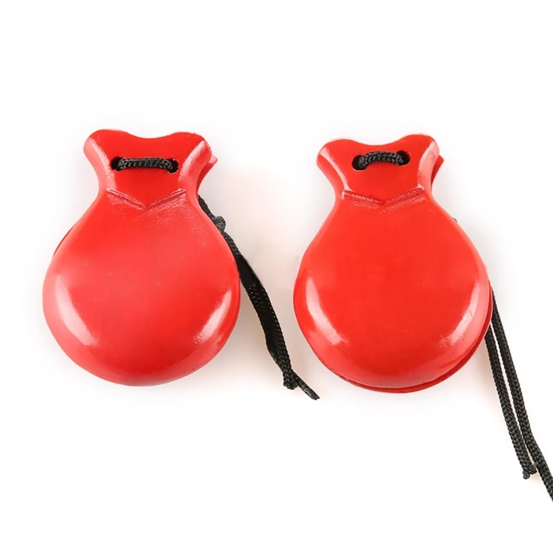 Castanets music toys 2 pcs flamenco dance castanets with string wood Spanish castanet hand percussion instrument for kids adults