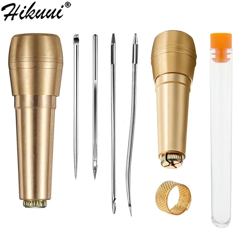 Copper Handle Awl Needles Kit Hand Stitching Tool For Repairing Canvas