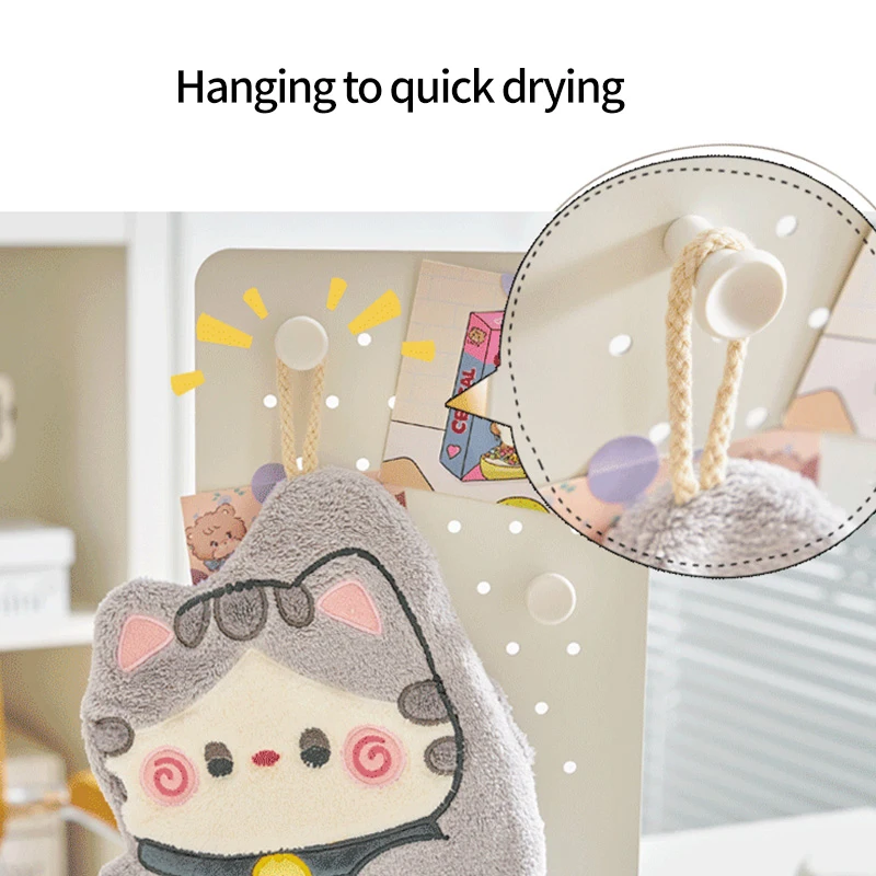 Description Picture 6 of itemCartoon Cat Hand Towel Kawaii Hand Wipe Cleaning Cloth for Kitchen Bathroom Hanging Towel Super Absorbent Handkerchief Clean Rag