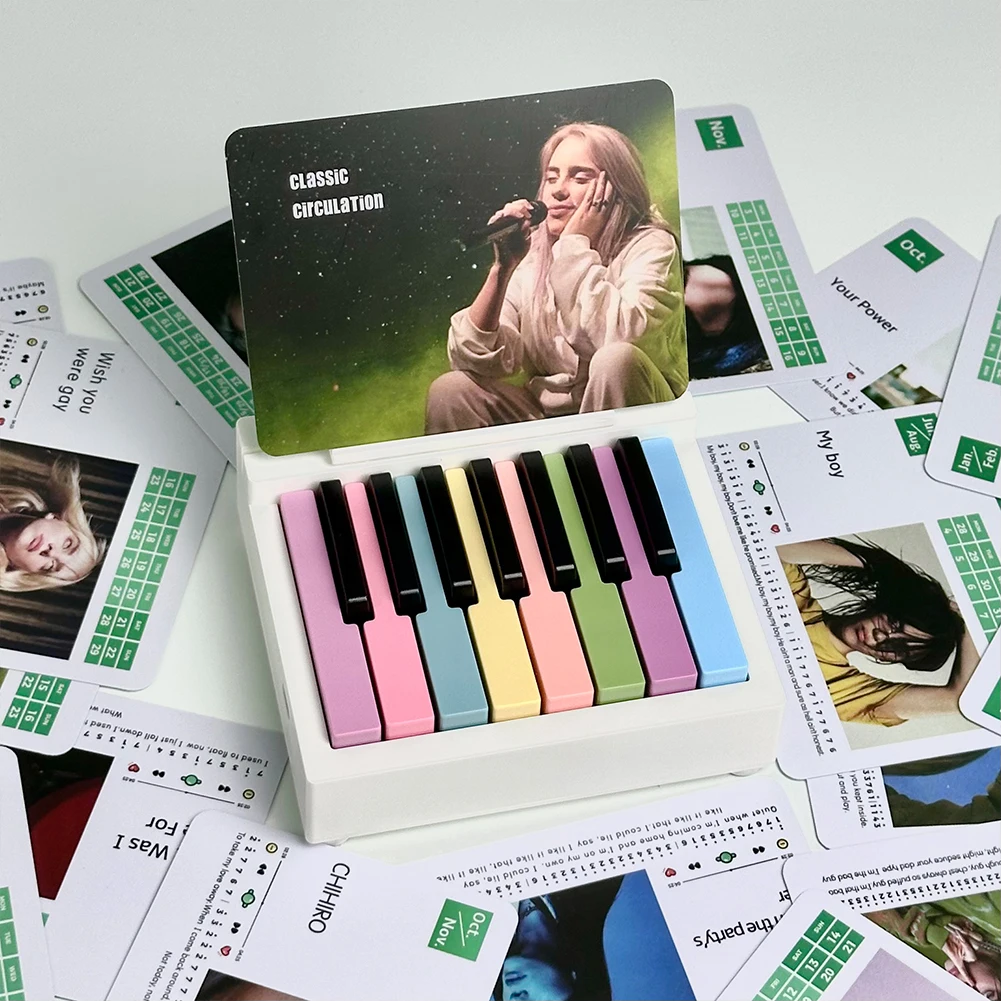 Piano Calendar 15 Keys Piano Calendar with 27 Music Cards Desk Mini Gift for Fans