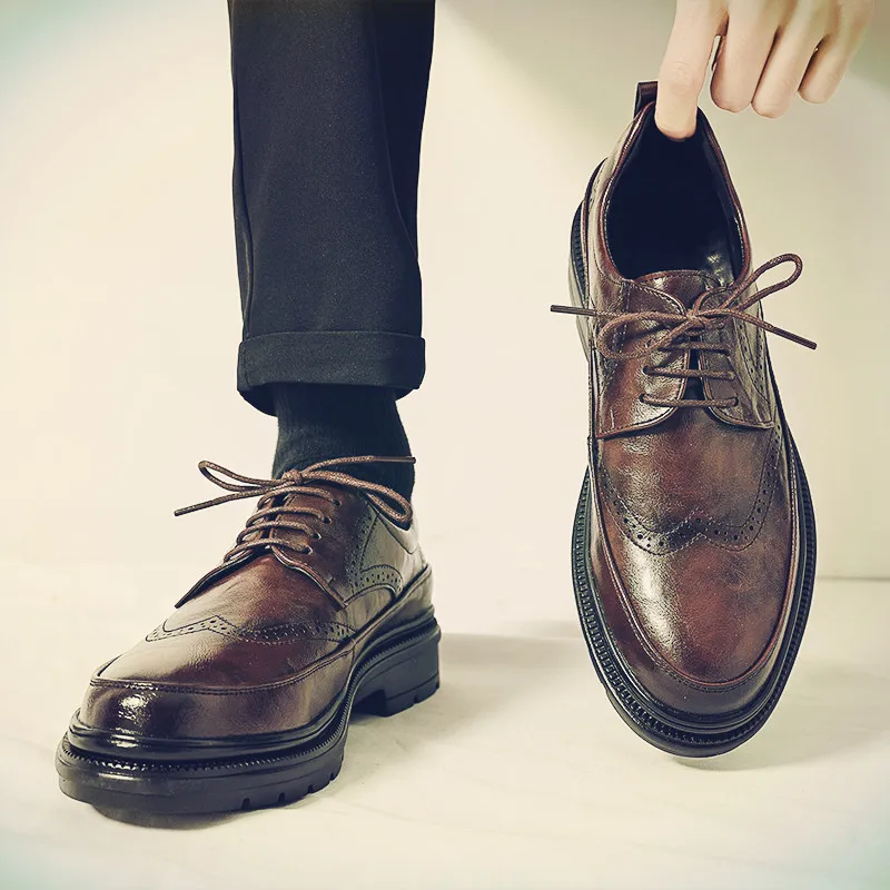 Wedding Leather Business Shoes For Men Mens Formal Shoes White Leather Oxford 38-44 mens brogue shoes