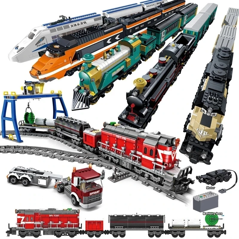 

NEW KAZI Electric Building block Technical Train Series Railway Track Laying Machine Engineering Educational Assembling Toy Gift