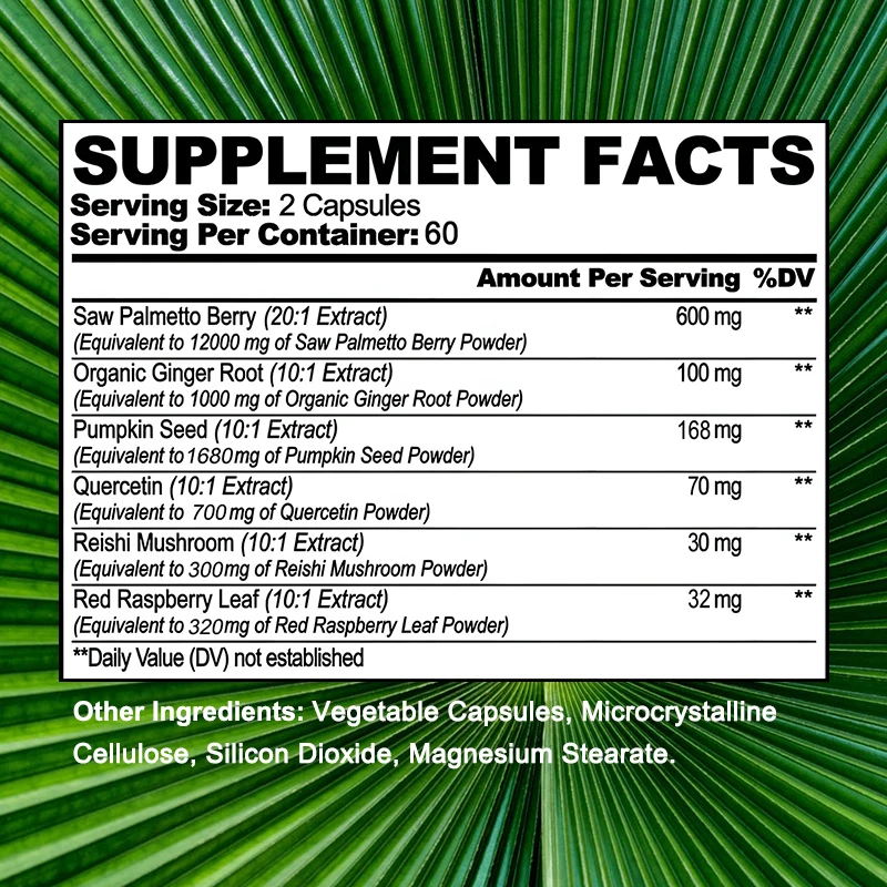 Saw Palmetto Ginger Root Prostate Hair Growth Supplements