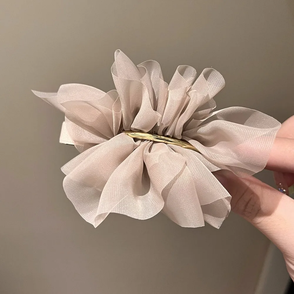 Große Frühling Haar Klaue Clips Frauen Metall Chiffon Blumen Pferdeschwanz Halter Haarnadel Haarspangen Mode Mädchen Haar Zubehör Hairgrip – Detail 10