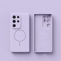 Magnetic Liquid Silicone Phone Case with Soft TPU Back Cover - Galaxy S23 Ultra (Light purple)